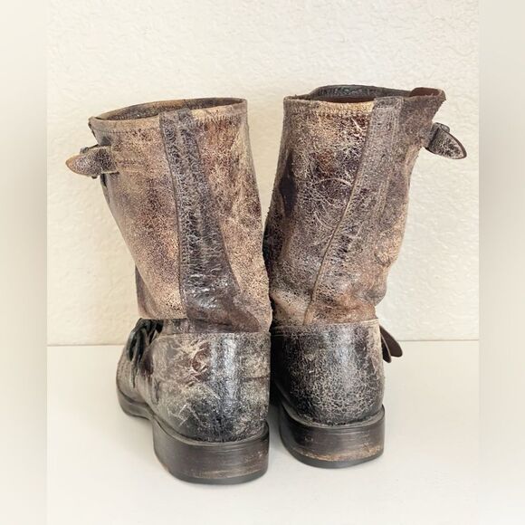 Frye Veronica Distressed Short Leather combat moto Boots in Brown 8.5 - Picture 9 of 12